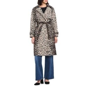 NWT!! KATE SPADE New York Leopard Belted Longline Trench Coat Preppy Medium